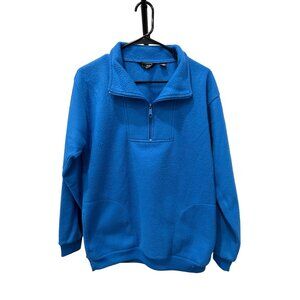 Fox Royal Blue Fleece Pullover Quarter Zip Collar Size S